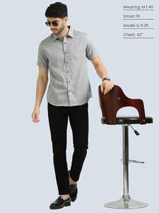 Camisa formal de media manga para hombre, diseño ajustado con cierre de botones, adecuado para uniforme de oficina informal de negocios y ropa de trabajo diaria - Product Image 6