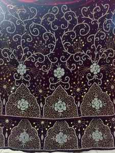 Tela de Terciopelo Africano de Alta Calidad con Cuentas, Bordada, con Pedrería, Diseño Elegante y Ecológico, Tipo Kanga - Product Image 2