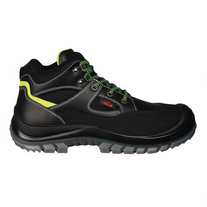 Botas de Seguridad Tibetanas S3 EN20345 de Cuero, Talla 40, Negro/Verde Neón con Pegatinas Reflectantes y Luces, Producto Promocional - Product Image 2