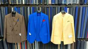 Traje de negocios de 2 piezas para hombre XL a medida, doble botonadura, manga larga, cuello en V, plisado, botón frontal, talla grande, antiarrugas - Product Image 3