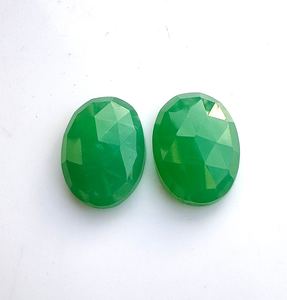 Piedras de Crisoprasa Natural, Corte Ovalado en Forma de Rosa, Color Verde, Tamaños 5x7mm/10x14mm para Fabricación de Joyería, Venta al por Mayor - Product Image 1