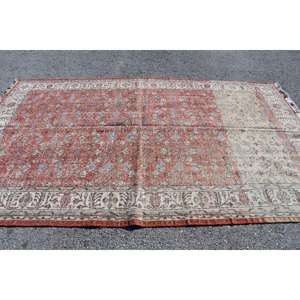 Alfombra Turca Grande de 6.2x9.9 pies, Alfombra Vintage con Estampado Animal Rojo - Product Image 3