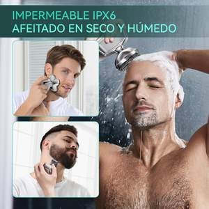 Afeitadora de Cabeza Impermeable IPX7 para Hombre con Cabezales Rotatorios, Recortadora de Vello Nasal Húmedo/Seco, Carga Tipo C para Afeitado Facial y Uso en RV - Product Image 3