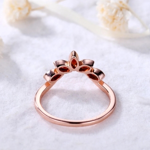 2025 nouvelle conception 14Kt jaune blanc or Rose grenat naturel bague en pierres précieuses bague de fiançailles de mariage incurvée - Product Image 4