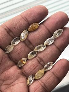 หินควอทซ์สีทองธรรมชาติเจียระไนแบบหลวมขนาด5x10มม. หินเจียระไนสำหรับทำเครื่องประดับโดยผู้ค้าส่ง - Product Image 2