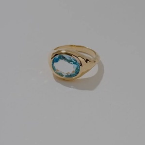 Sky Blue Topaz Pink <b>Opal</b> Two-Tone <b>Ring</b> S925 <b>Silver</b> 14K Gold Plated OEM ODM Wholesale Supplier Thailand - Product Image 1