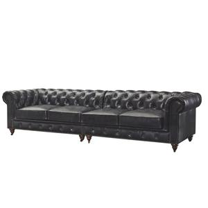 Conjunto de Sofá Esquinero Moderno de Tres Plazas con Sillón, en Cuero Genuino Negro, Ecológico y Duradero - Product Image 2