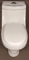 Ensemble WC portable monobloc moderne en céramique blanc à poser au sol avec abattants à fermeture douce pour usage domestique, hôtelier et en restaurant