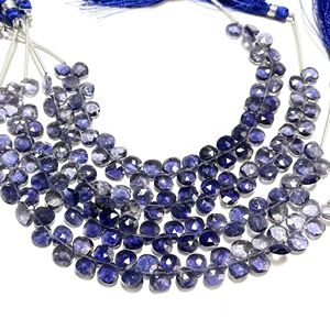 Vente en gros de perles briolettes en forme de coeur à facettes en iolite bleue naturelle 5.5-6.5mm fournitures de bijoux perles de pierre pour perles - Product Image 2