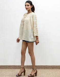 Moderno Lakhnavi-elegante vestido bordado de túnica de viscosa para niñas y mujeres cuello redondo manga larga Top desgaste diseñador túnica vestido - Product Image 5