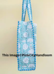 Sac fourre-tout matelassé en coton indien fait à la main bloc imprimé sac à bandoulière femmes sacs à provisions sac à main de rangement de voyage - Product Image 4