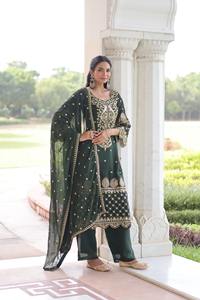 Traje Salwar Kameez Listo para Usar, en Faux Georgette con Bordado de Lentejuelas, Estilo Pakistaní, para Venta de Exportación - Product Image 2