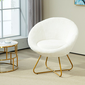 HOMCOM Chaise de chambre en fausse fourrure avec pieds en métal, 75x66x79 cm, blanc - Product Image 2