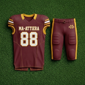 Jersey de Fútbol Americano Personalizado para Adultos, Color Borgoña y Dorado, Pantalones Acolchados, Uniforme de Equipo, Número 88, Ropa Deportiva de Alto Rendimiento, Poliéster, OEM - Product Image 5