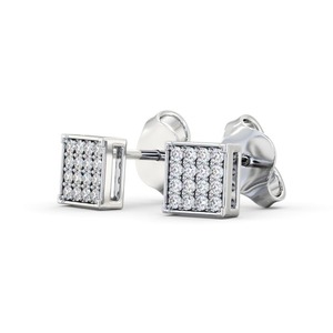 2023 Best Selling Custom Fine Jewelry 0.20 CTW <b>Square</b> Lab Grown <b>Diamonds</b> Stud <b>Earrings</b> for Women Cluster Ladies Accents <b>Earrings</b> - Product Image 4