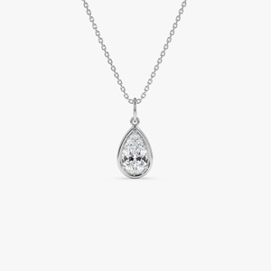 Collier pendentif en diamant de laboratoire classique éblouissant en forme de poire 1,00 carat E-F VS avec chaîne en or 14K pour cadeau de fiançailles ou de fête - Product Image 2