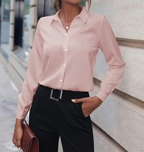 C Chemise tendance de haute qualité en gros Chemises décontractées à manches longues personnalisées Chemises pour femmes respirantes au design élégant - Product Image 4