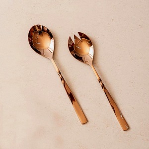 Juego de cuchara y tenedor para servidor de ensalada chapado en oro, decoración de mesa de boda, juego de cubiertos con mango de diseño de cerámica blanca y negra - Product Image 4