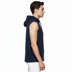 New Arrival Polar Fleece Solid <b>Sleeveless</b> Hoodie For <b>Men</b> Customised Logo Printing Street And Casual Wear OEM Service - Product Image 3