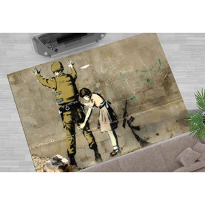 Alfombra con Diseño de Grafiti de Banksy: Decoración Artística Política Lavable a Máquina, Alfombra de Chenilla - Product Image 1