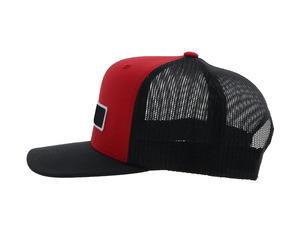 Casquette de camionneur 2 tons de couleur rouge et noire avec logo personnalisé Protection du visage de haute qualité Casquette de sport Hiphop Casquette de camionneur souple - Product Image 3