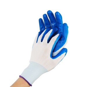 Guantes de trabajo de seguridad sumergidos en Espuma Azul Guantes de trabajo de látex de doble capa resistentes a pinchazos Algodón Nylon para trabajo de jardín de construcción - Product Image 5