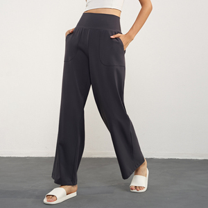 Pantalon de jogging droit à fond cloche style automne pour femme personnalisé pantalon évasé de yoga taille haute décontracté avec poches latérales - Product Image 3