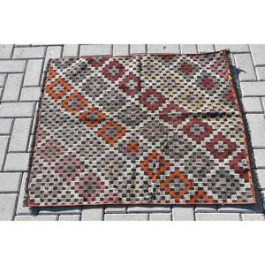 Alfombra de lana turca Vintage roja naranja 29X34 pies área grande patrón abstracto pasillo rectángulo mesita de noche modelo alfombras respaldo de látex - Product Image 3