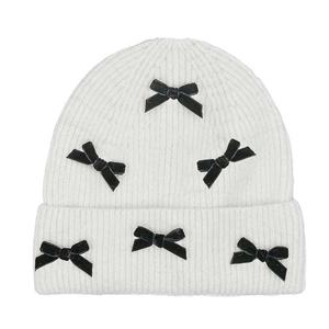 Usine du Vietnam, bonnet d'hiver mignon avec nœud, logo personnalisé, patchs, beanies pour hommes et femmes, chapeaux chauds en gros - Product Image 6