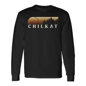 T-shirt promotionnel à manches longues Chilkat AK Vintage Evergreen Sunset Eighties Retro - Product Image 1