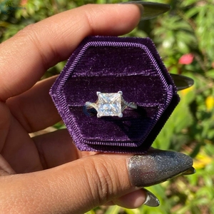 แหวนแต่งงาน2กะรัตประดับเพชรโมอิสสีขาวล้วนขนาด14K สำหรับเป็นของขวัญ - Product Image 1