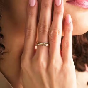 Anillo llamativo de oro sólido de 10K/ 14K/ 18K, anillo de diamante cultivado en laboratorio de corte redondo, anillos apilables de vástago de estilo único cruzado X, regalo para ella - Product Image 6