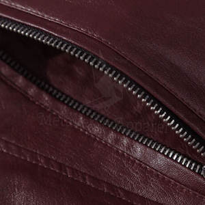 Chaqueta de Cuero Genuino para Hombre, Invierno, Cálida, Resistente al Viento, Cuello Alto, Diseño con Letras, Ecológica, Secado Rápido, Transpirable, Calidad Premium - Product Image 4