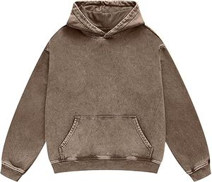 Sudadera con capucha Unisex de gran tamaño con lavado ácido, sudadera Vintage lavada de peso pesado para mujeres y hombres para salidas de pareja de invierno - Product Image 1