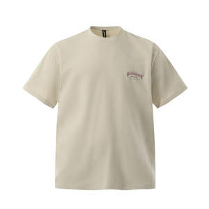 Logo personnalisé pour hommes Design 100% coton T-Shirt Épaule tombante Tricoté Motif imprimé 200 Grammes Poids du tissu Blanc Style lavé - Product Image 2