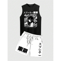 Camisetas y Pantalones Cortos Térmicos Estampados de Anime para Hombre, Personalizados OEM, Tallas Grandes, de Alta Calidad, para Uso Diario en Otoño