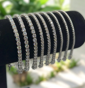 สร้อยข้อมือเทนนิสประดับเพชรแนววินเทจขนาด2-4มม. หิน925สีเงินเหมาะสำหรับชายและหญิงมีเพชรของขวัญที่ผ่านการทดสอบความชัดเจน - Product Image 1