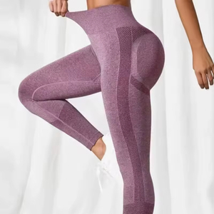 2025 nouveau sur mesure taille haute femmes sans couture Yoga Compression Leggings tendance croisé Fitness porter Spandex pantalon - Product Image 1