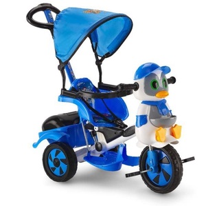 Triciclo Azul de Alta Calidad para Niños con Asiento Ajustable, Toldo, Manillar de Dirección Parental, Cinturón de Seguridad, Ruedas de Goma, Vehículo OEM - Product Image 3