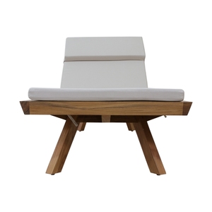 Tumbona para patio, tumbona de madera de teca maciza con cojín para exteriores y acabado impermeable - Product Image 3