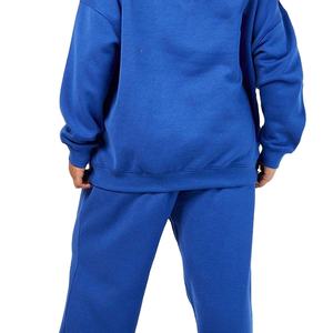 Personnalisé plaine femmes survêtements survêtement deux pièces ensemble surdimensionné décontracté à manches longues pantalons de survêtement 100% coton survêtements femme 2026 - Product Image 3