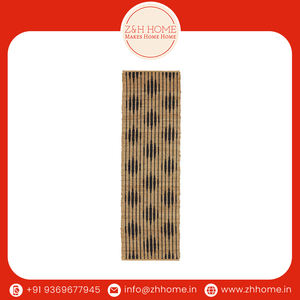 Top Selling 100% Jute Hand Woven Modern PET Friendly Navy Natural Brown Area Rug Beautiful Stripe Trellis Pattern with High <b>Pile</b> - Product Image 6