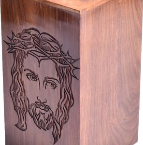 Urne en palissandre pour cendres humaines-Croix Cetlic et boîte en bois visage de jésus-Urne de crémation personnalisée pour cendres fabriquée à la main grande - Product Image 5