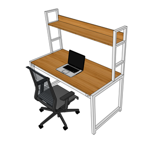 Adjustable Bamboo Office <b>Desk</b> with <b>Shelf</b> 70x148x150cm BFFB003 for Home Office - Product Image 1