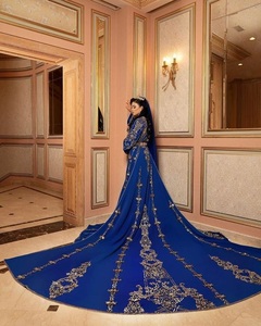 การออกแบบ ZARI--EMBROIDERY ทองบนชุด caftan สีฟ้ารอยัลด้วยทางเดินประดับด้วยลูกปัดแก้ว, หิน, dabka Work @ 2024 - Product Image 1