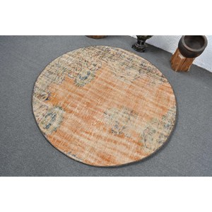 พรมตุรกีโบราณ4.4 x 4.4ft ผ้าขนแกะทำมือดีไซน์เย็บปะติดปะต่อกันทรงสี่เหลี่ยมผืนผ้าสำหรับใช้ข้างเตียง - Product Image 4