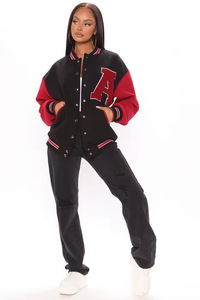 Premium Quality Women's Varsity Jacket Long Sleeve <b>Quilted</b> Embroidered Baseball Design <b>Wool</b> Polyester Leather Letterman Knitted - Product Image 6