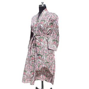 Kimono Peignoir en coton Robe de nuit d'été ouverte sur le devant pour femmes Robe de plage - Product Image 4