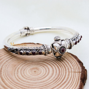 Buy Lab Created Ruby Gemstone 925 <b>Sterling</b> <b>Silver</b> Kada <b>Bracelet</b> for <b>Women</b> Traditional Handmade Jewelry Suppliers Wholesale - Product Image 6