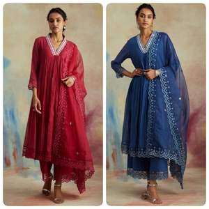 บอลลีวูดสไตล์อินเทรนด์ผู้หญิงผ้าฝ้ายพรรค Anarkali Kurti ชุดกับกางเกงกับ Dupatta - Product Image 5